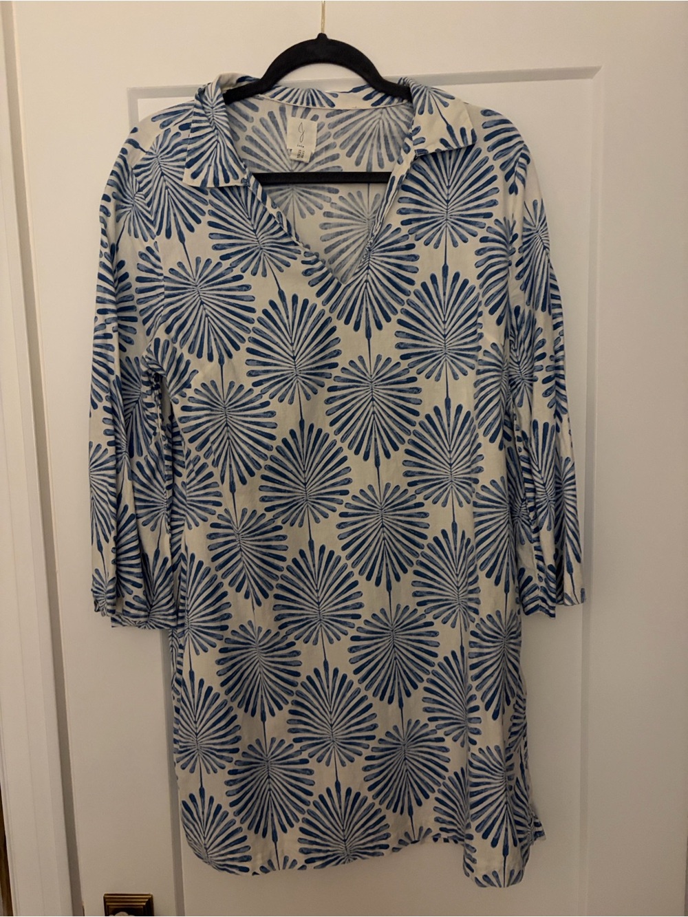 Joie White with Blue Fan Floral Print Dress